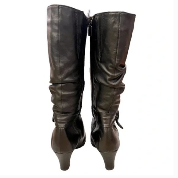 blondo heeled black boots ruched bow size 6 like new no tags - Picture 3 of 14